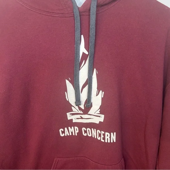 Vintage Camp Concern Burgundy Hoodie, Size Large - Picture 2 of 5